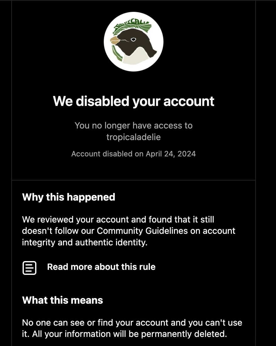 A newly create account was disabled